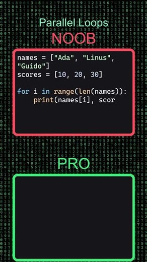 Noob vs Pro: Parallel Loops (zip/enumerate)
