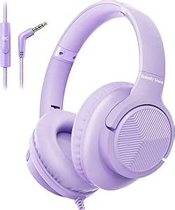 Botesty Sound Headphones Wired with Mic for School, 3.5mm Plug in, Purple