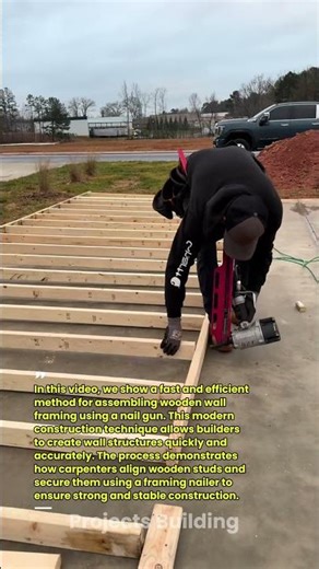 Fast Wooden Wall Framing Assembly Using Nail Gun | Modern Construction Technique