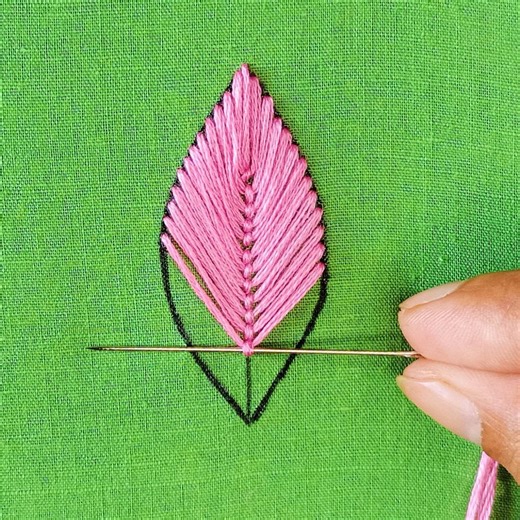basic fly stitch leaf design hand embroidery tutorial for beginners | Basic Embroidery ABC