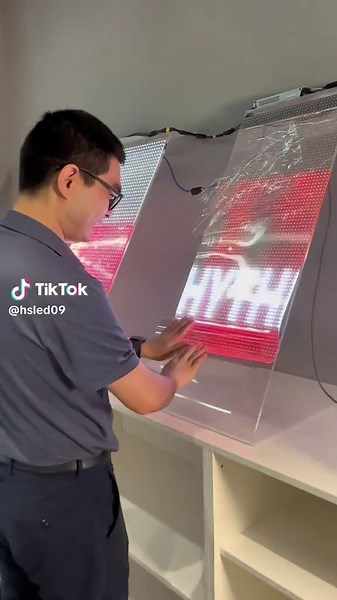 This is a screen that can be attached to the glass. It can be used only by turning on electricity, and you can play any content you like##leddisplay #ledtransparencescreen #ledtransparentfilm