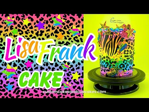 LISA FRANK CAKE Tutorial: How to Make 90s 80s Inspired Neon Rainbow Animal Print Buttercream Fondant