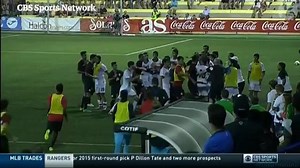 189K views · 1K reactions | An Under-19 game between the United States and Bahrain finishes with a 22-man fight and four red cards at a youth tournament in Spain on Monday. Trailing 3-1 in added time, American forward Pierre Da Silva has the ball kicked against his head, sparking a mass confrontation between both sets of players and coaches. bit.ly/2aKDrxf | Guardian football | Facebook