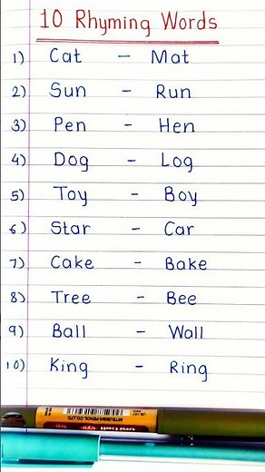 10 rhyming words in english | Rhyming words 10 | easy rhyming words