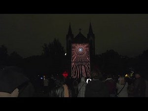 Prague city center illuminated by light show