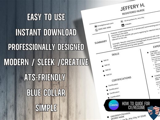 Nursing Resume Template | ATS Friendly | Canva & Word | CNA Cover Letter | Professional Resume and Cover Letter