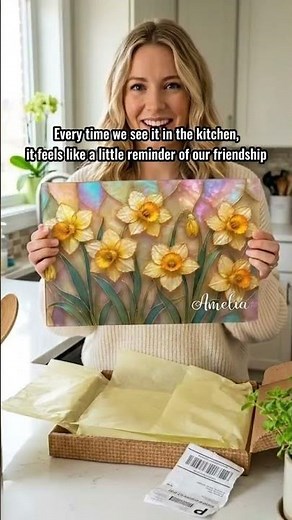 Birth Flower Mother Of Pearl Kitchen Decor Gift For Her | Personalized Cutting Board