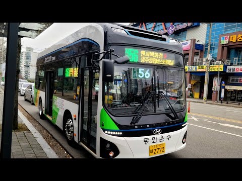 광주(지원56 동화운수) [송림주택~남구문화예술회관]구간 24년 9월식 현대[HYUNDAI] 일렉시티2 [ELEC CITY]II TOWN EV⚡️앞면 주행영상[2025.01.25]