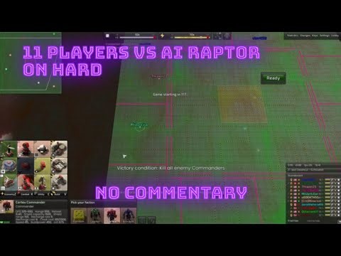 11 player battle against Alien Raptor AI in Beyond All Reason