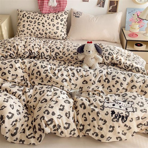 Leopard Print Duvet Cover Set With Pillowcases for Bedroom Bedding - Etsy