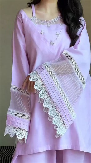 @ivory_.officials on Instagram: "Name : Lilac . 3-piece Farshi Shalwar suit features exquisite hand-add work detailing the neckline, complemented by delicate lace embroidery on the flapper sleeves. A perfect blend of tradition and modern flair. Shine bright! ✨"