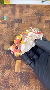 Marshmallow Fruity Pebble Tacos are absolutely insane. Warm marshmallows, melted just enough, folded into a crunchy Fruity Pebble shell. Sweet, messy, colorful, and ridiculously good. Kids go wild for these. #FruityPebbles #DessertTacos #FoodHacks #KidsSnacks #RyanTylerCooks | Ryan Tyler Cooks