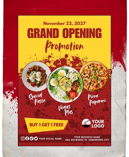 Grand Opening Food Flyer | Restaurant Opening Invitation | Editable Promo Poster | Canva Template | Printable Opening Advertisement - Etsy