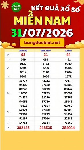 Southern Lottery Results for 7/31/2026 - Southern Lottery - Southern Lottery Friday - xosomiennam