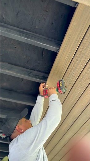 Installing trex deck boards for porch ceiling #austintexas #frontporch #construction