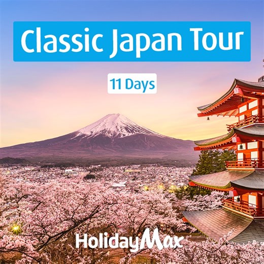 11 Day Classic Japan Tour 🇯🇵⛩🏮 All-Inclusive Luxury, with Flights. ✅ Ultra-modern Tokyo ✅ Ancient Temples ✅ Iconic Mount Fuji ✅ Vibrant Culture ✅ Culinary delights & more! Selling-out fast - hurry! - BOOK NOW! Thousands of 5 Star Reviews ⭐⭐⭐⭐⭐ | HolidayMax