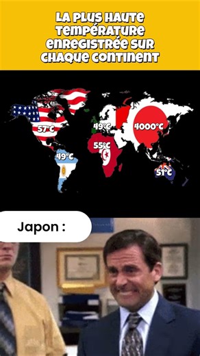 La température maximale enregistrée sur chaque continent #humour #cartedumonde