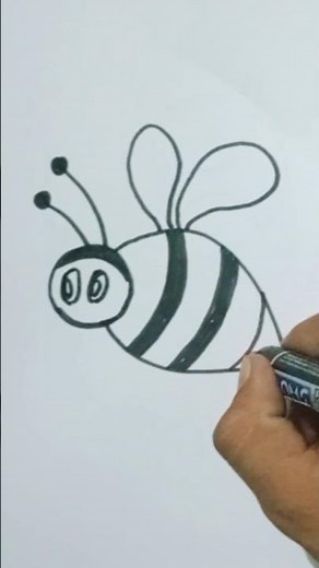 How to draw a bumblebee - very simple and very cute