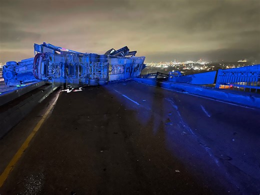 I-10 bridge 'severely damaged' by crash involving 18-wheeler hauling multiple vehicles, police say