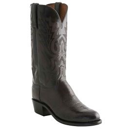 Lucchese Men's Black Cherry Smooth Ostrich Medium Round Toe Boots