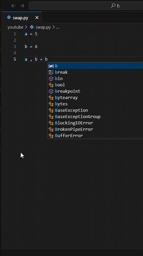 Python Tutorial: Swap Two Numbers Without Temp Variable #shorts #youtubeshorts