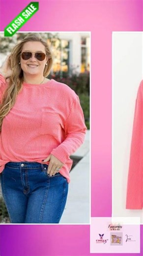 Peach Blossom Plus Size Ribbed Textured Long Sleeve T Shirt