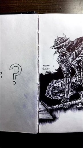 Guts Drawing in Black Pen ⚔️🖊️ #Shorts