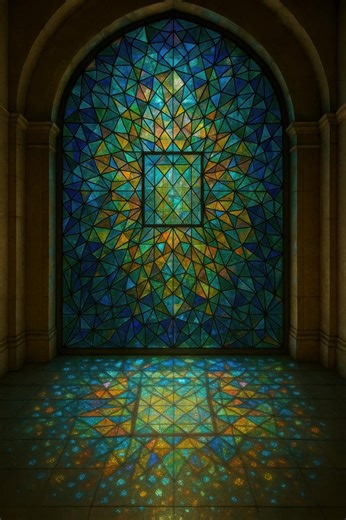 Teal Amber Stained Glass Window, Geometric Wall Art, Instant Download - Etsy