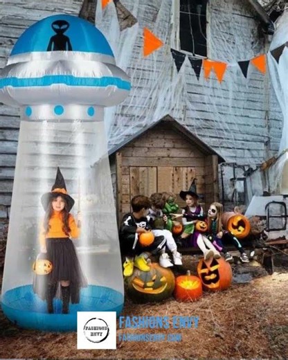 Halloween Inflatable UFO Yard Decoration - 8.8 FT Interactive LED