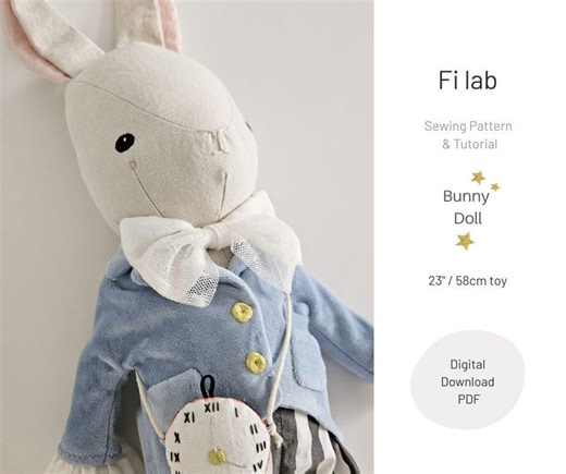 Bunny Sewing Pattern PDF Instant Download With Step-by-step Instructions Bunny Kids Doll - Etsy Canada