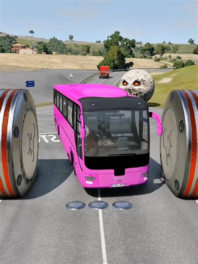 BeamNG.drive: Cars vs. Giant Hammer & Bollards
