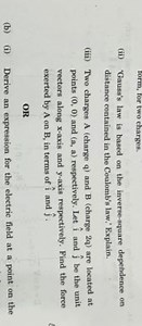 rorm, for two charges.(ii) 'Gauss's law is based on the inverg... | Filo