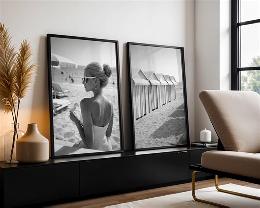 Retro Beach Photography Set of 2 Prints, 1960s Coastal Wall Art, Luxury Beach Decor, Vintage Summer Photo Pair, Digital Download - Etsy