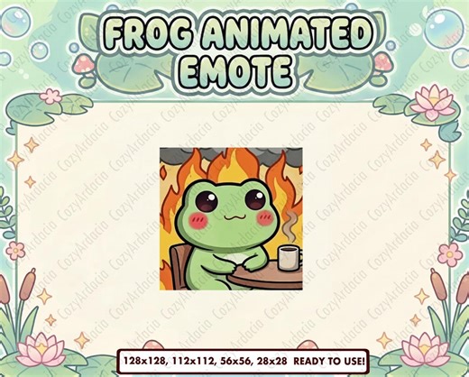 Animated Frog Emote | This is Fine Meme Emote | Cute Frog Twitch Emotes | Discord Emote | Funny Streamer Graphics | Kick Youtube Emotes - Etsy