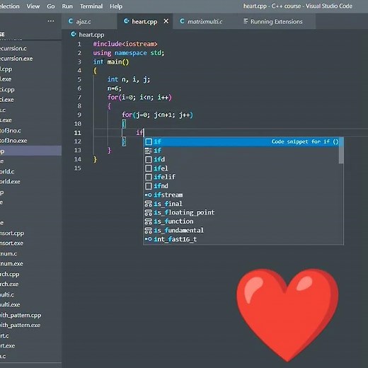 Print heart 💖 pattern in C++ || #programming #coding