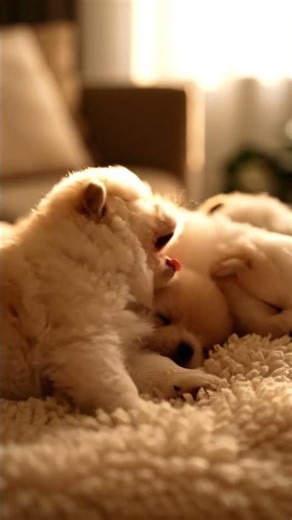 Fluffy Pomeranian Puppies Cuddle Pile ASMR