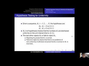 Simulation Modeling 29 Hypothesis Testing for Uniformity and Independence
