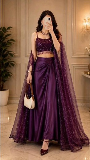 💜 Elegant Plum Purple Party Wear Saree Style Outfit ✨ Designer Ethnic Look 2026 #Shorts #fashion