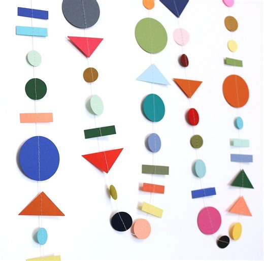 Geometric Shapes Garland, Colorful Confetti Party Decor, Handmade in Austin - Etsy
