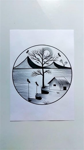 How to draw a house 🏡 Learn to draw natural scenes #art #drawing #shorts