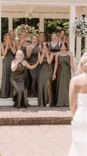 14K views · 129 reactions | First look with your girls — a must have moment 殺 Featuring Shiny Satin bridesmaid dresses in Olive #BIRDYGREY #birdyinthewild : @nicolebriannphoto | Birdy Grey | Facebook