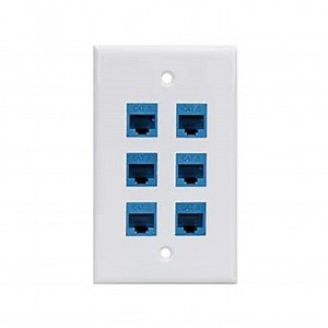 Cat 6 Ethernet Wall Plate 6 Port,Ethernet Wall Plate Female-Female Removable Compatible with Cat7/6/6e/5/5e Ethernet Devices -Blue
