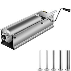 VEVOR Manual Sausage Stuffer, 7 L / 15 LBS Horizontal Sausage Machine, Dual-Speed Meat Stuffer, Made of Food-Grade 304 Stainless Steel, Includes 5 Stuffing Tubes, for Home Kitchen Restaurant Commercia  | VEVOR US