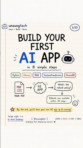 Build Your First AI App in 8 Steps 🤖 | RAG + Ollama + Python | First AI App 🤖 8-Step RAG Tutorial