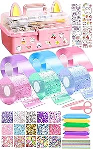 BENWIL 6 PCS Nano Tape Bubble Bubbles Kit for Kids with Box, Squishy Maker Making Kit, Birthday Gifts for 4 5 6 7 8 9 10 Year Old Girls Girl, Kids Toys for Girls 4-6 6-8 8-10 10-12