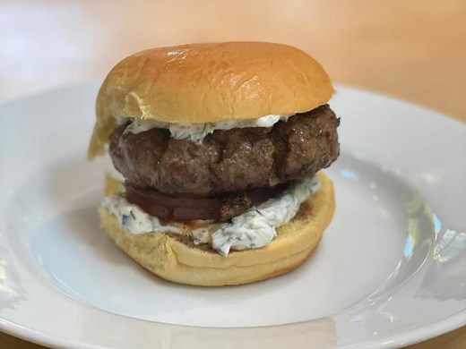 Lamb Burgers with Tzatziki and Grilled Onion
