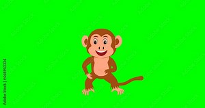 Funny Dancing Cartoon Monkey – Loopable 2D Animation on Green Screen, Hand-Drawn in Moho (No AI)