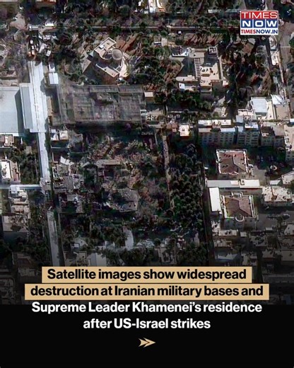 Satellite images showed widespread destruction at multiple Iranian military bases and damage to Supreme Leader Ayatollah Ali Khamenei’s residence, as the U.S. and Israel intensified coordinated strikes across Iran, killing Khamenei and other senior leaders and leaving over 200 dead. #TNWorldWatch #TimesNowNews | TIMES NOW