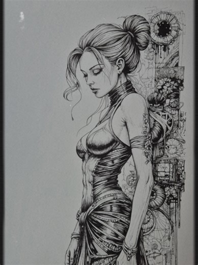 cyberpunk Geisha #phantasy #treehouseart #art #artwork #drawing