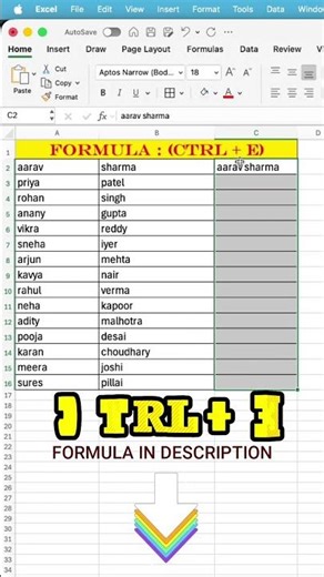 Stop Using Formulas! Use CTRL + E in Excel 🚀 (Flash Fill Trick)